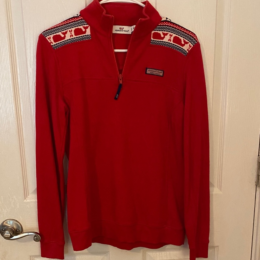 Vineyard Vines Fair Isle Ladies Shep Shirt XS Red